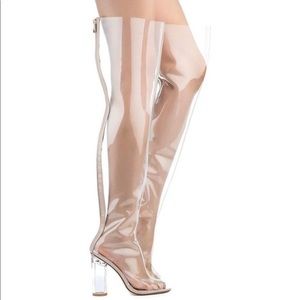 Cape ROBBINS CLEAR THIGH HIGH BOOT